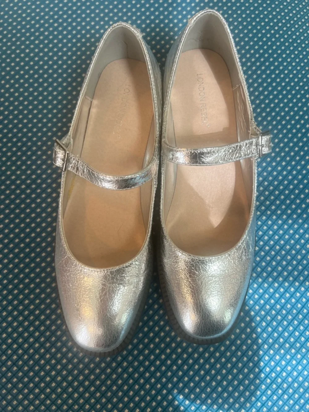 London Rebel Size 9 Silver Chunky Mary Jane Low Heels - Picture 6 of 8